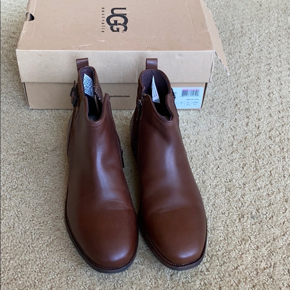 UGG Brown Ankle Booties with Slip-On Design
